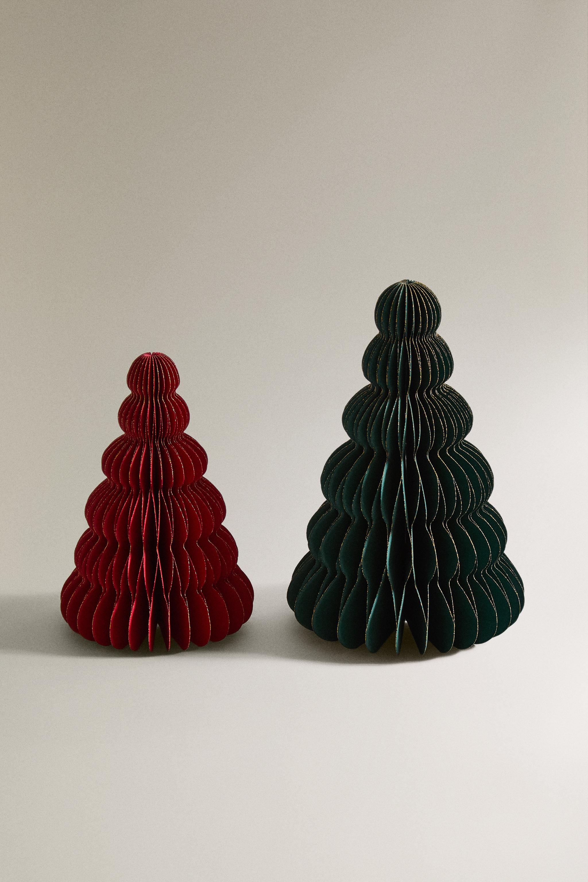 SET OF DECORATIVE CHRISTMAS TREE PAPER ORNAMENTS (SET OF 2)